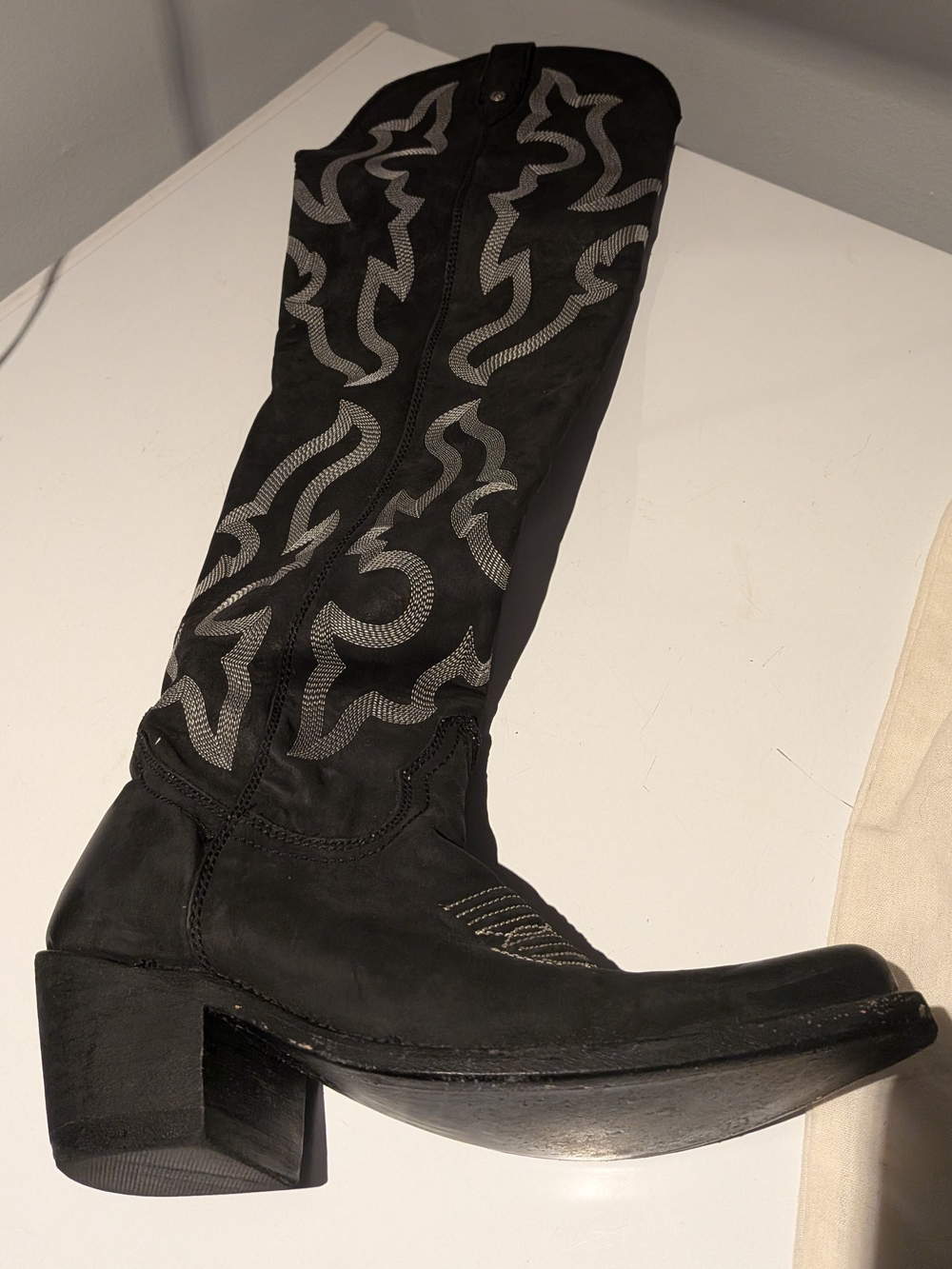 LIBERTY Black Black Over-the-Knee Western Embroidered Boots